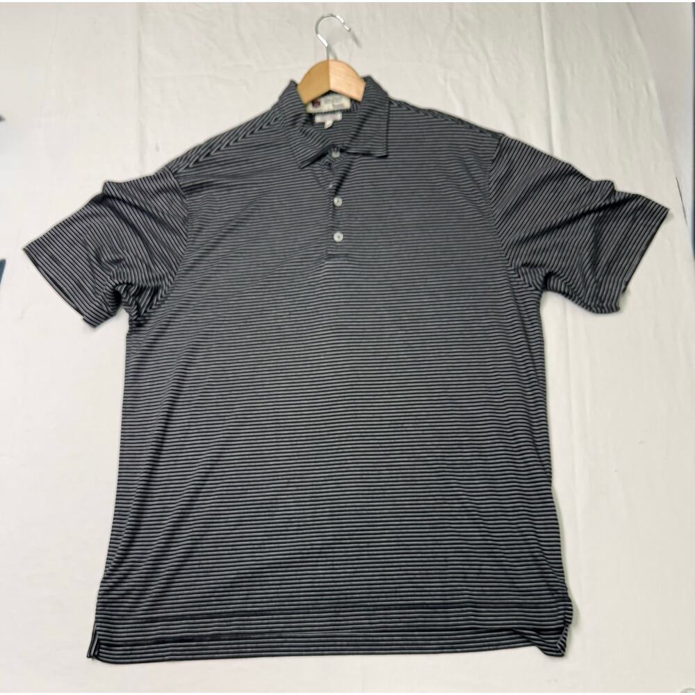 Iliac  golf polo shirt striped luxury hybrid Mens size XL black  short sleeve